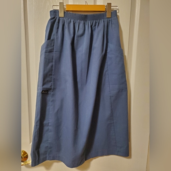 🔴 Slate gray / blue midi skirt with large pockets - Picture 2 of 3
